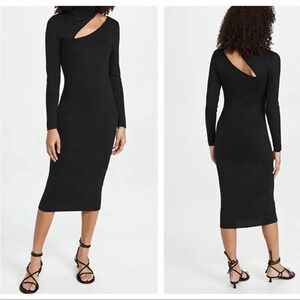 Anthropologie O.P.T black ribbed metallic midi dress